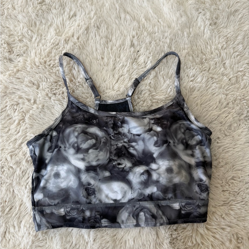 MPG Gray Sports Bra with Tie-Dye Design